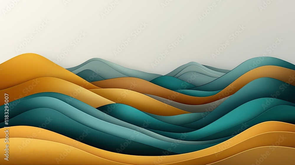 Aufkleber Scenery abstract background idea. Abstract layered waves in vibrant colors creating a modern artistic composition.