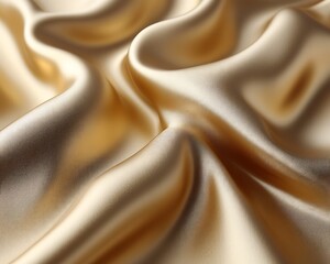 Obraz premium Elegant golden silk fabric with soft drapes and folds.