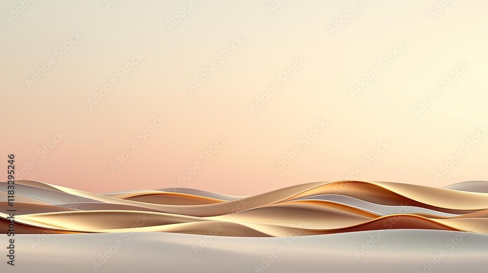 Aufkleber Scenery abstract background idea. A serene landscape featuring smooth, flowing waves of soft colors at sunset.