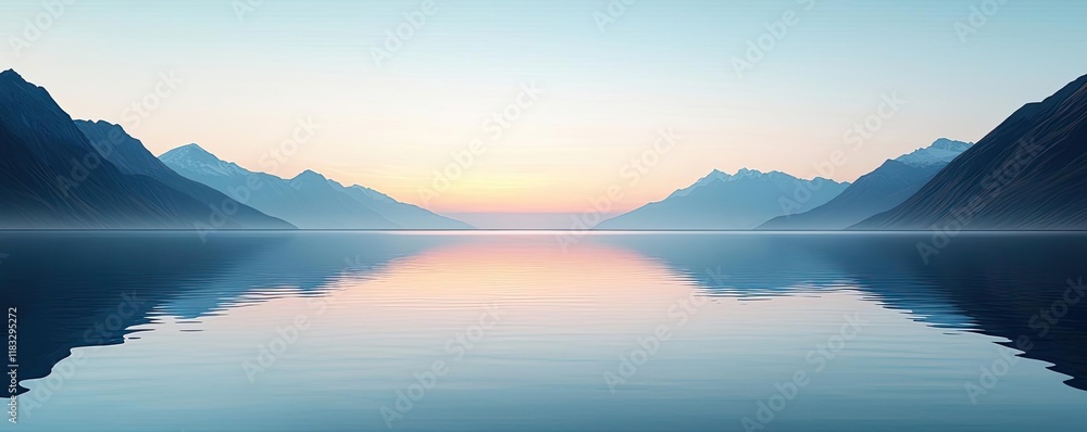 Aufkleber scenery abstract background idea. serene landscape with mountains reflecting in calm water under a s