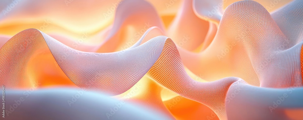 Poster Scenery abstract background idea. Abstract waves of soft fabric create a gentle and serene composition of light and color.