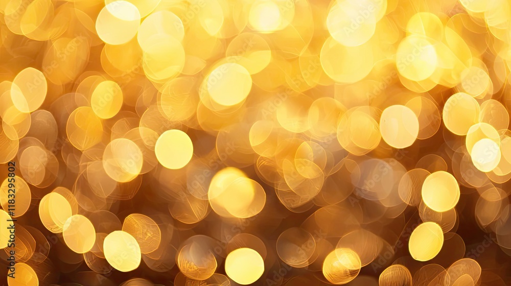 Poster gold abstract background concept. a beautiful background of warm golden bokeh lights creating a fest