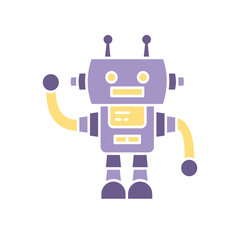 Robot icon in flat color style