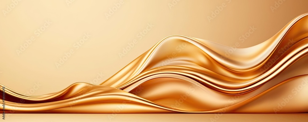 Poster gold abstract background concept. elegant golden waves flowing smoothly against a soft beige backgro