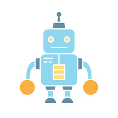 Robot icon in flat color style