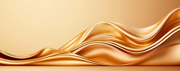 Obraz premium Gold abstract background concept. Elegant golden waves flowing smoothly against a soft beige background.