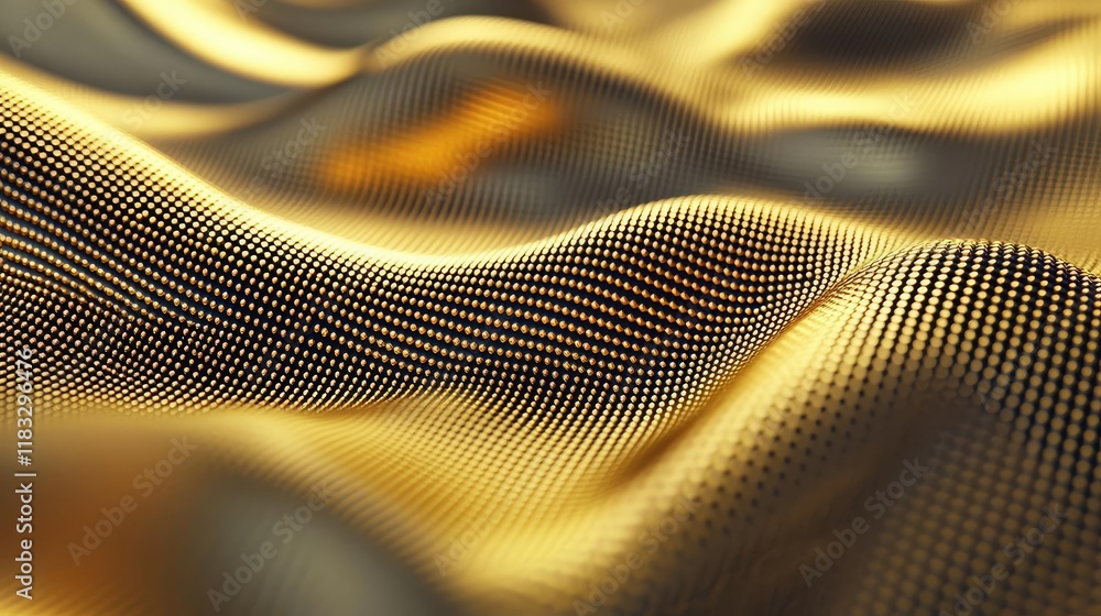 Poster gold abstract background concept. elegant golden fabric texture with flowing waves creates a luxurio