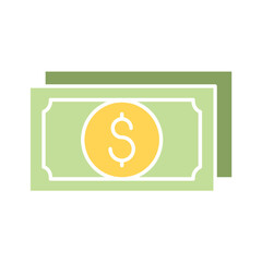 Money icon in flat color style