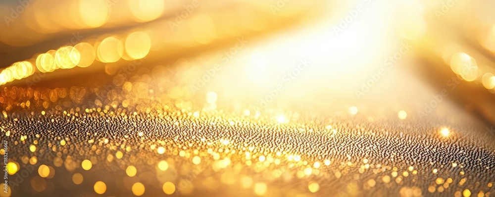 Aufkleber Gold abstract background concept. Bright and shimmering golden texture with glowing bokeh effect and soft light.