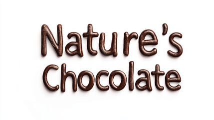 Delicious chocolate lettering created from natural ingredients, symbolizing indulgence and nature's sweetness.