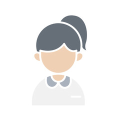 Female student icon in flat color style