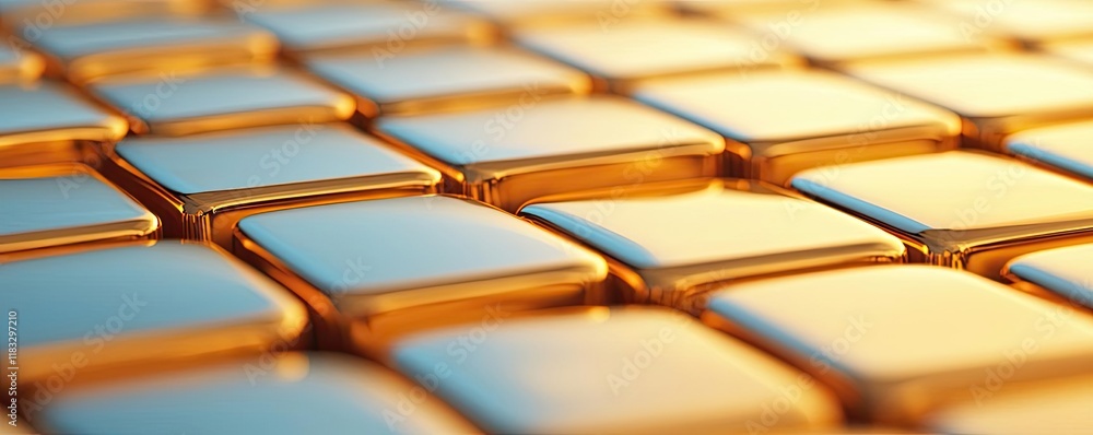 Poster gold abstract background concept. shiny golden tiles arranged in a stylish pattern with vibrant refl