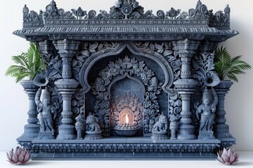 Ornamental Patel frame cut out on a white background