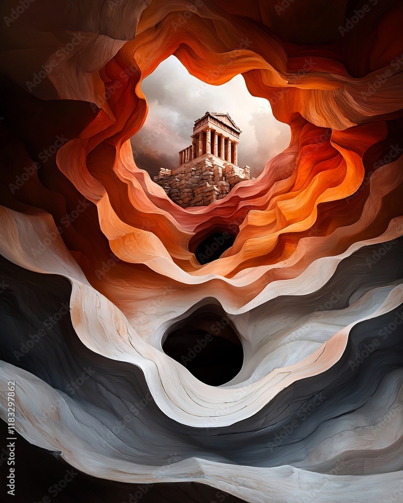 Poster captivating marble like surface with unique natural inspired textures undulating waves of stone mesm