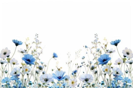 Fototapeta Delicate blue floral border