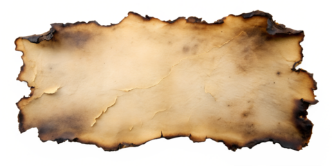 a burnt parchment with irregular edges cut out