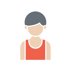 Male athlete icon in flat color style