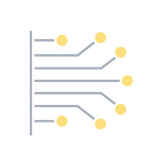 Computer chip icon in flat color style