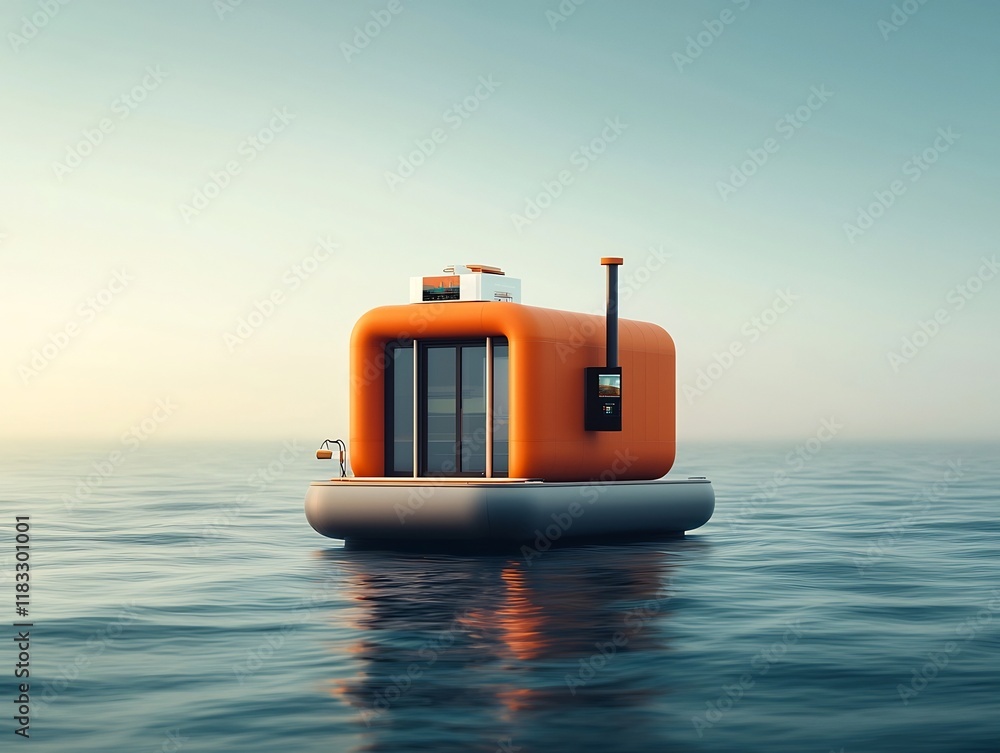 Poster minimalist and modular floating ocean research platform designed for monitoring marine ecosystems an