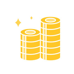 Stack of coins icon in flat color style