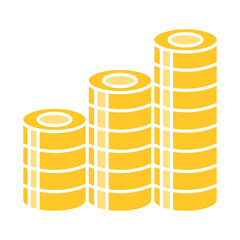 Stack of coins icon in flat color style