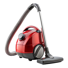 modern red vacuum cleaner isolated on a white background, png