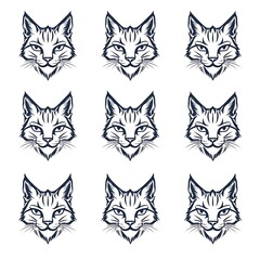 Nine Monochrome Wildcat Head Logos