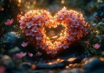 Obraz premium Heart-Shaped Flower Arrangement in Full Bloom