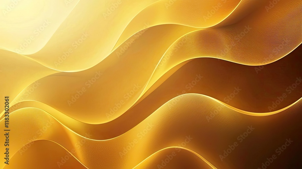 Poster Gold abstract background concept. An abstract wave pattern in warm golden hues, creating a smooth and flowing feel.