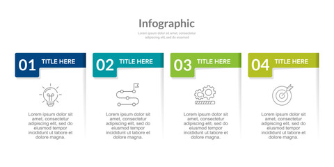 4 Infographic Steps for Business. Presentation, Report, Data, Brochure, Banner, Poster and Marketing. Vector Illustration.