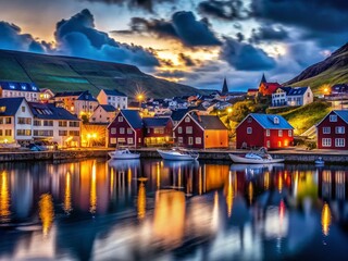 Night Photography: Tinganes, Faroe Islands Government Buildings