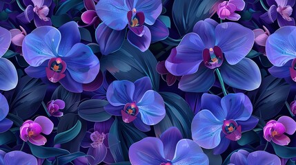 Fototapeta premium orchid seamless pattern wallpaper