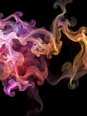Fototapeta premium Abstract swirls of vibrant, colorful smoke against a black background, wallpaper, texture, creative