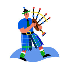 A flat character illustration of bagpipe player 