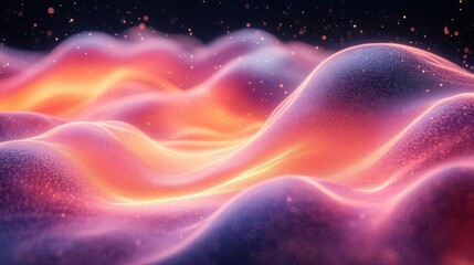 Abstract, colorful waves of light create a mesmerizing, flowing landscape, suggesting movement and depth in a digital realm.