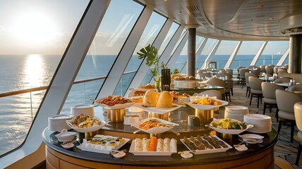 International buffet on cruise ship