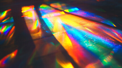 Colorful prismatic light leaks with rainbow bokeh effect