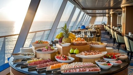 Image of fresh seafood buffet on cruise ship