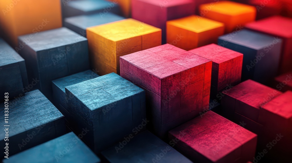 Poster a vibrant arrangement of colorful, textured blocks creates a visually engaging abstract composition 