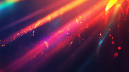 Vibrant prismatic light leaks with rainbow bokeh effect