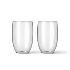 Classic clear glass cups with rounded edges, perfect for any beverage