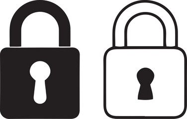 Lock Icon Collection - Locked and Unlocked Black Line Icons Set | Flat Security Symbol Vector