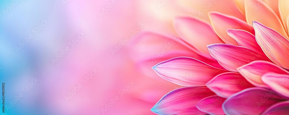 Poster layer abstract background idea. vibrant close-up of colorful flower petals in soft focus with dreamy