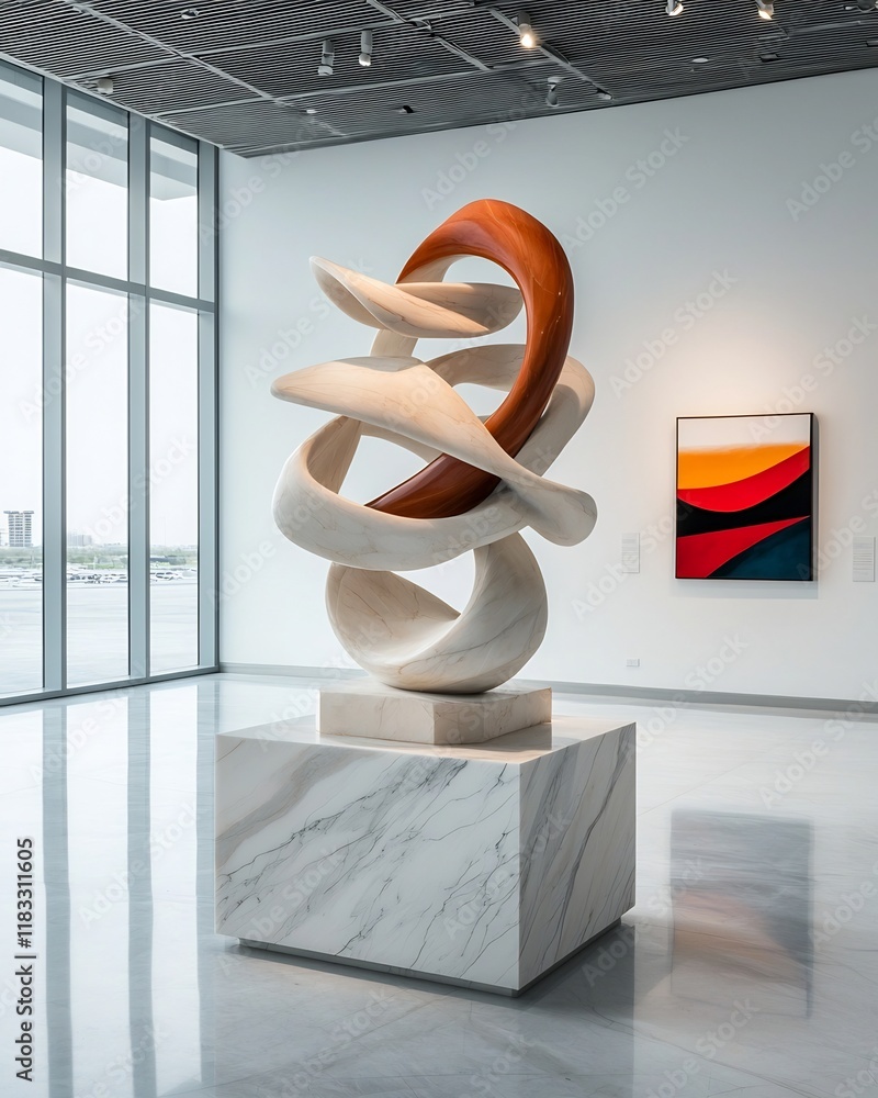 Poster elegant marble sculpture with a captivating interwoven geometric design the polished surface skillfu