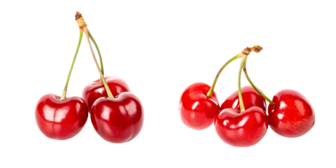 set of fresh red cherries isolated on white background PNG.AI GENERATED