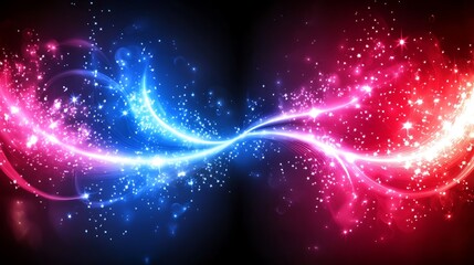 Fototapeta premium Abstract Blue and Pink Light Wave Design with Stars