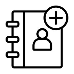Add Contact Vector Line Icon Design