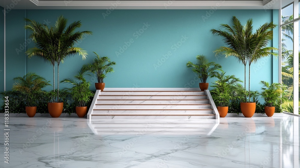 Poster sleek and refined marble staircase set against a smooth high end backdrop with intricate patterns an