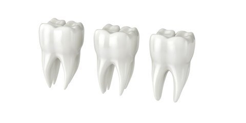 Set of white teeth models on white background PNG.AI GENERATED