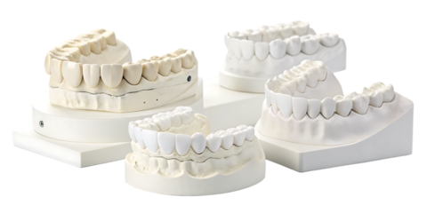 Set of white teeth models on white background PNG.AI GENERATED